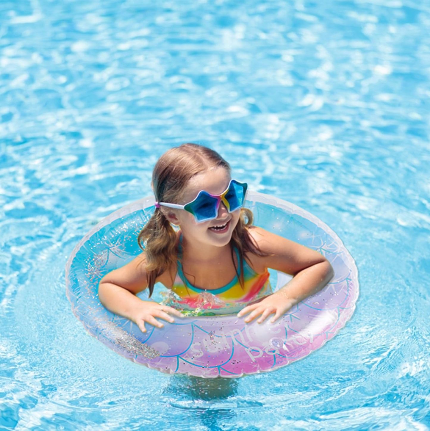 浮き輪 厚手 プール スイミング 水遊び キラキラ 可愛い 子供用 大人用 ラメ入り 海 夏 プール 強い浮力 [並行輸入品]