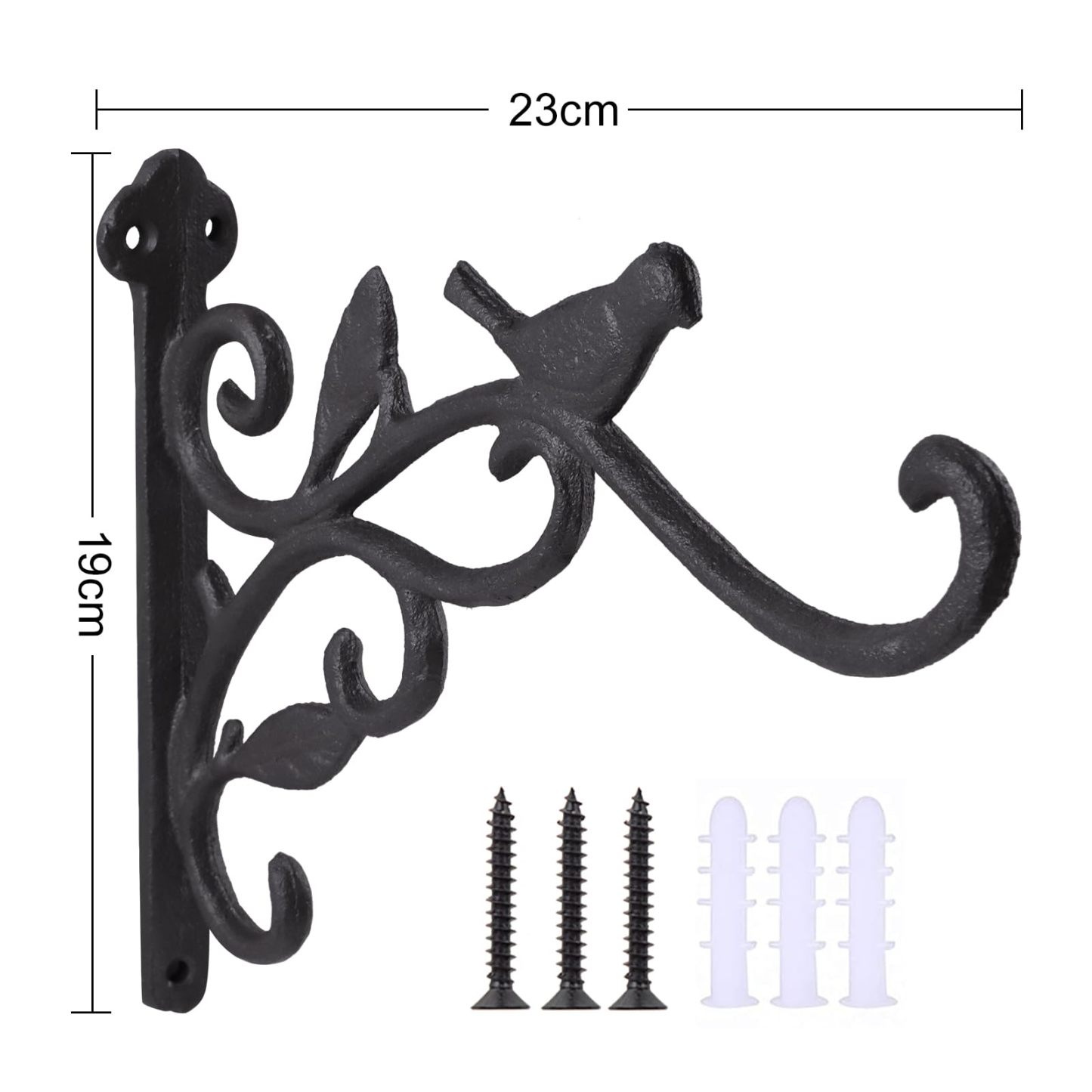 DEWEL プランターフック 吊り下げ植物ブラケット 観葉植物吊り下げフック ハンギングフック プランターハンガー 庭用植物用ブラケット 手鍛造鉄 アンティーク 吊り下げ 壁面用フック 植物バスケットハンガー 鳥の餌箱 街路灯 飾り アイアンフック ウォールハンガー