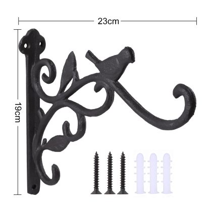 DEWEL プランターフック 吊り下げ植物ブラケット 観葉植物吊り下げフック ハンギングフック プランターハンガー 庭用植物用ブラケット 手鍛造鉄 アンティーク 吊り下げ 壁面用フック 植物バスケットハンガー 鳥の餌箱 街路灯 飾り アイアンフック ウォールハンガー