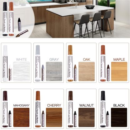 DEWEL フローリング補修 床/ドア補修 傷 穴 塗装剥がれ補修 キズ消し キズ隠し 木製家具補修セット 家具補修マーカー 補修ペン 補修棒 8色入り 16本セット 芯削り器付き