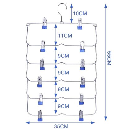 DEWEL ズボンハンガー すべらない スカートハンガー 省スペース 6段スラックスハンガー 折りたたみ パンツハンガー 多機能 ネクタイハンガー 収納ハンガー 滑り止め 収納力アップ 2本セット