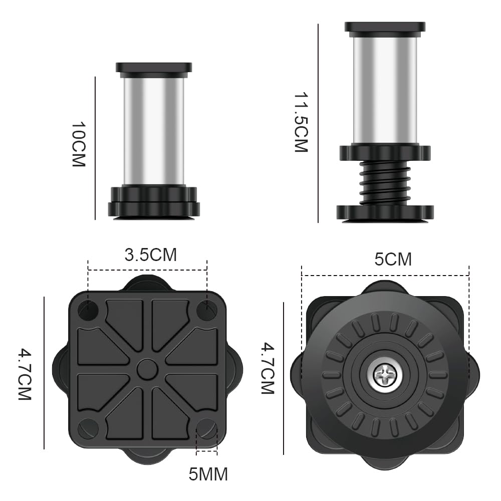 DEWEL ステンレス製 細いジャッキ 洗濯機置き台 交換用 取替え DIY用 4個入り 高さ調整10～11.5cm 底の直径5cm 高耐久性 交換部品