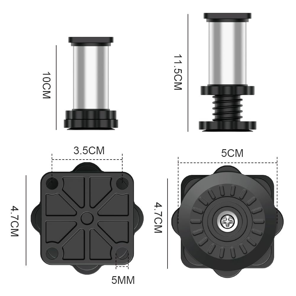 DEWEL ステンレス製 細いジャッキ 洗濯機置き台 交換用 取替え DIY用 4個入り 高さ調整10～11.5cm 底の直径5cm 高耐久性 交換部品
