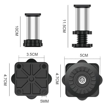 DEWEL ステンレス製 細いジャッキ 洗濯機置き台 交換用 取替え DIY用 4個入り 高さ調整10～11.5cm 底の直径5cm 高耐久性 交換部品