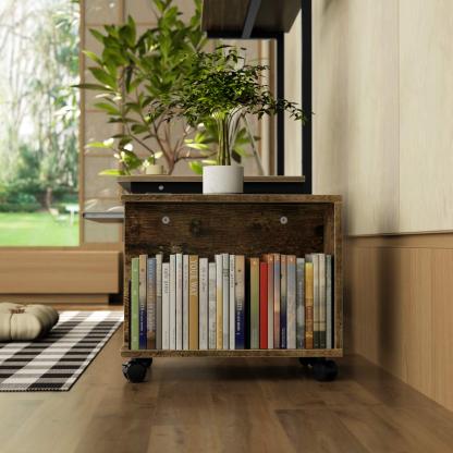 ファイルワゴン 2段 キャスター付き 天板付き デスクサイドワゴン 4本仕切付き 耐荷重25kg ロータイプ キャスター付きラック DEWEL 書類ラック オープンタイプ サイドテーブル 机下ワゴン パソコンラック pcラック オフィスワゴン 収納ラック 多機能 実用性 移動可能 コンパクト収納 組み立て簡単 cdラック dvdラック 本 収納 幅45×奥行き30×高さ38cm