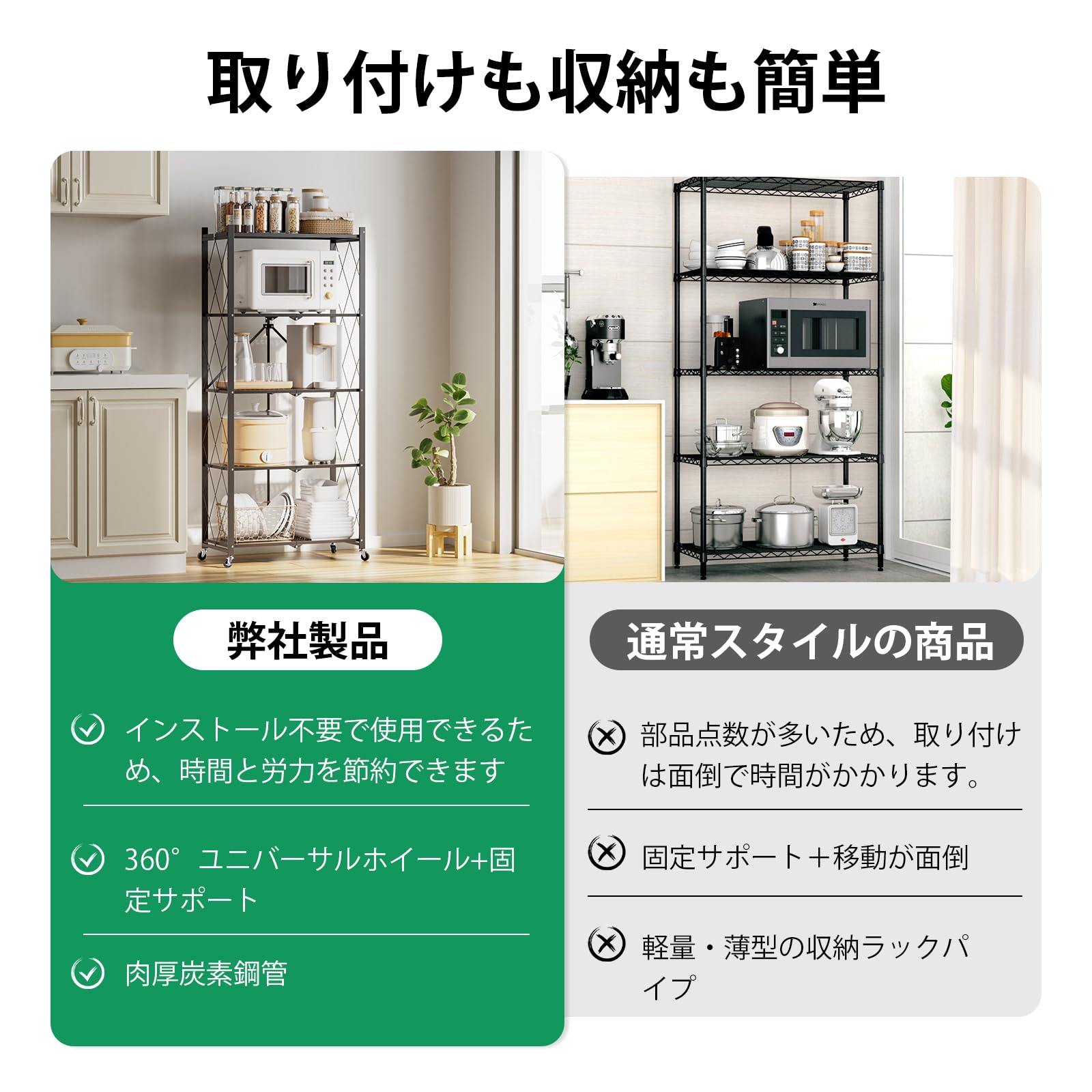 DEWEL 折り畳みラック 折りたたみ式スチールラック メタルラック 5層 幅71CM 360°キャスター付き ラック 収納ラック 収納棚 オープンラック 移動便利 防サビ加工 組立簡単 レンジ台 食器棚 寝室 書斎 応接間 幅71×奥行35×高さ161cm