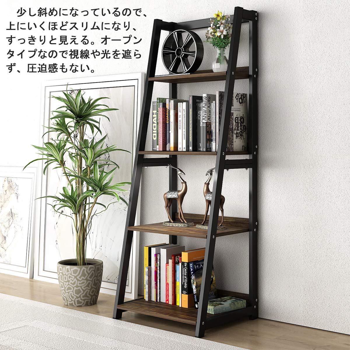 DEWEL 棚 オープンシェルフ ラック スリム 幅50×奥行45×高さ140cm 4段 オープンラック おしゃれ 収納棚 本棚 木製 ディスプレイラック シェルフ フリーラック フラワースタンド 飾り棚 リビング収納 組立品