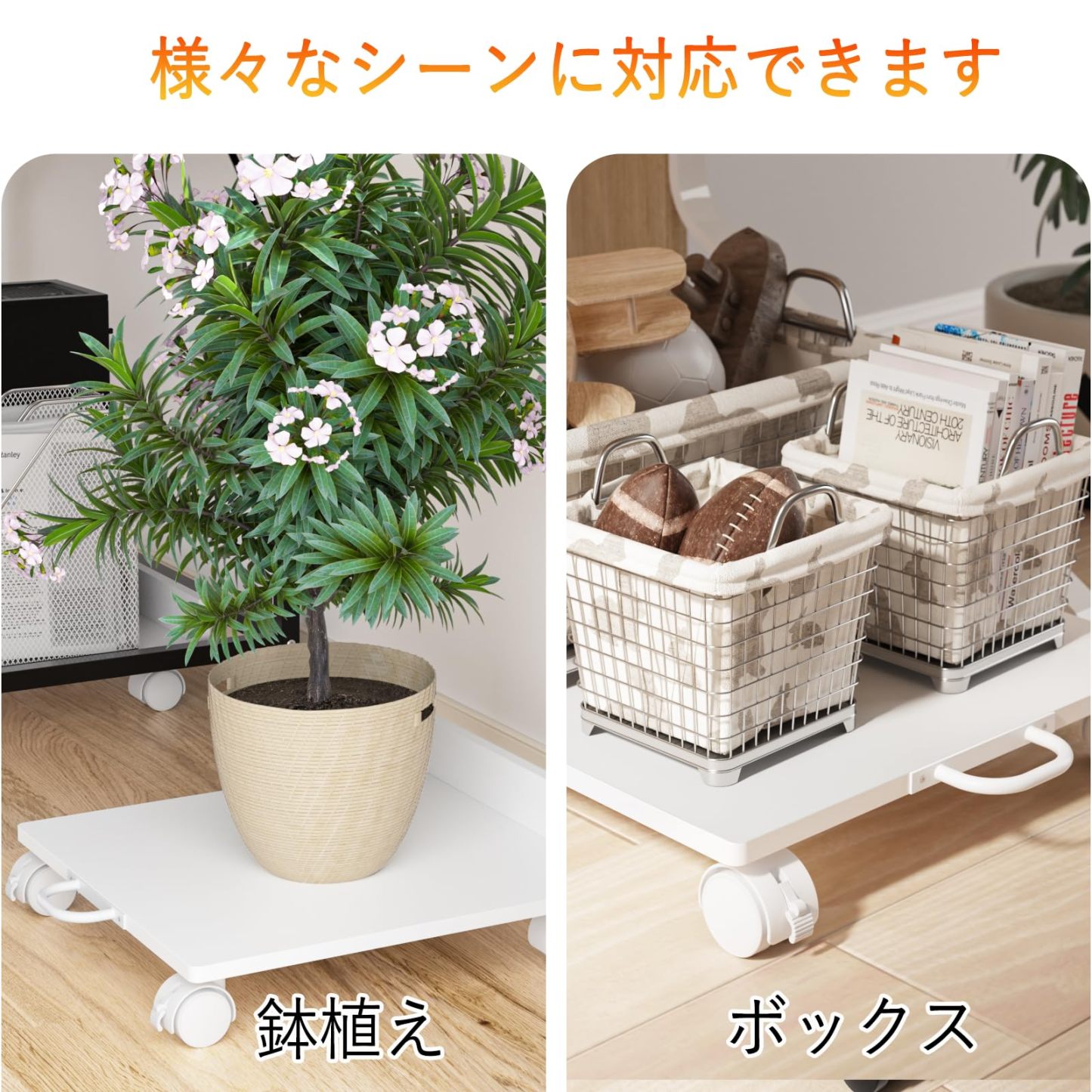 DEWEL プリンター台 CPUスタンド 移動可能 幅42×奥行46cm 耐荷重30kg 足元収納 PCスタンド キャスター付き台車 PCワゴン PC収納ボックス 収納カート PCカート プリンターカート PC デスクトップ スライド式 デスク下 取っ手付き