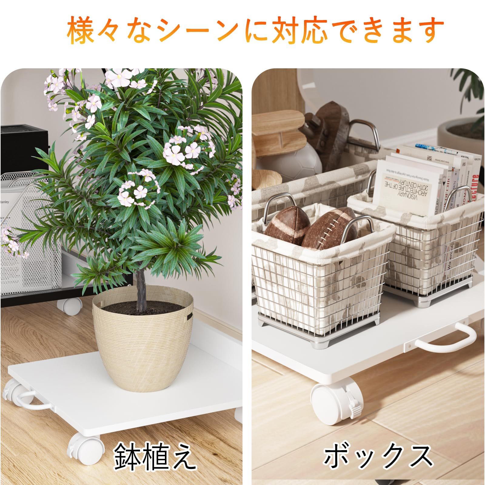 DEWEL プリンター台 CPUスタンド 移動可能 幅42×奥行46cm 耐荷重30kg 足元収納 PCスタンド キャスター付き台車 PCワゴン PC収納ボックス 収納カート PCカート プリンターカート PC デスクトップ スライド式 デスク下 取っ手付き