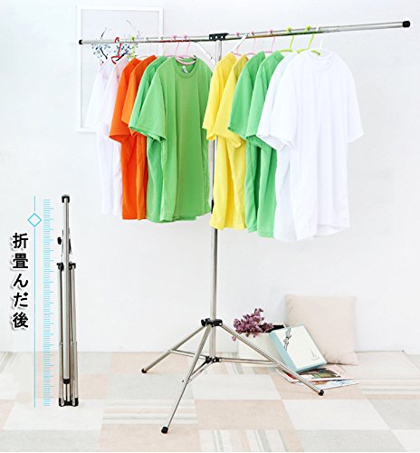 物干し ふとん干し DEWEL タオルハンガー 布団ハンガー 洗濯ハンガー 洗濯物干し 折り畳み 伸縮式 多機能 ベランダ 室内 屋外 省スペース 簡単組み立て 携帯 取り外し 125－200センチ コンソール型 ステンレス （127-200伸縮可）