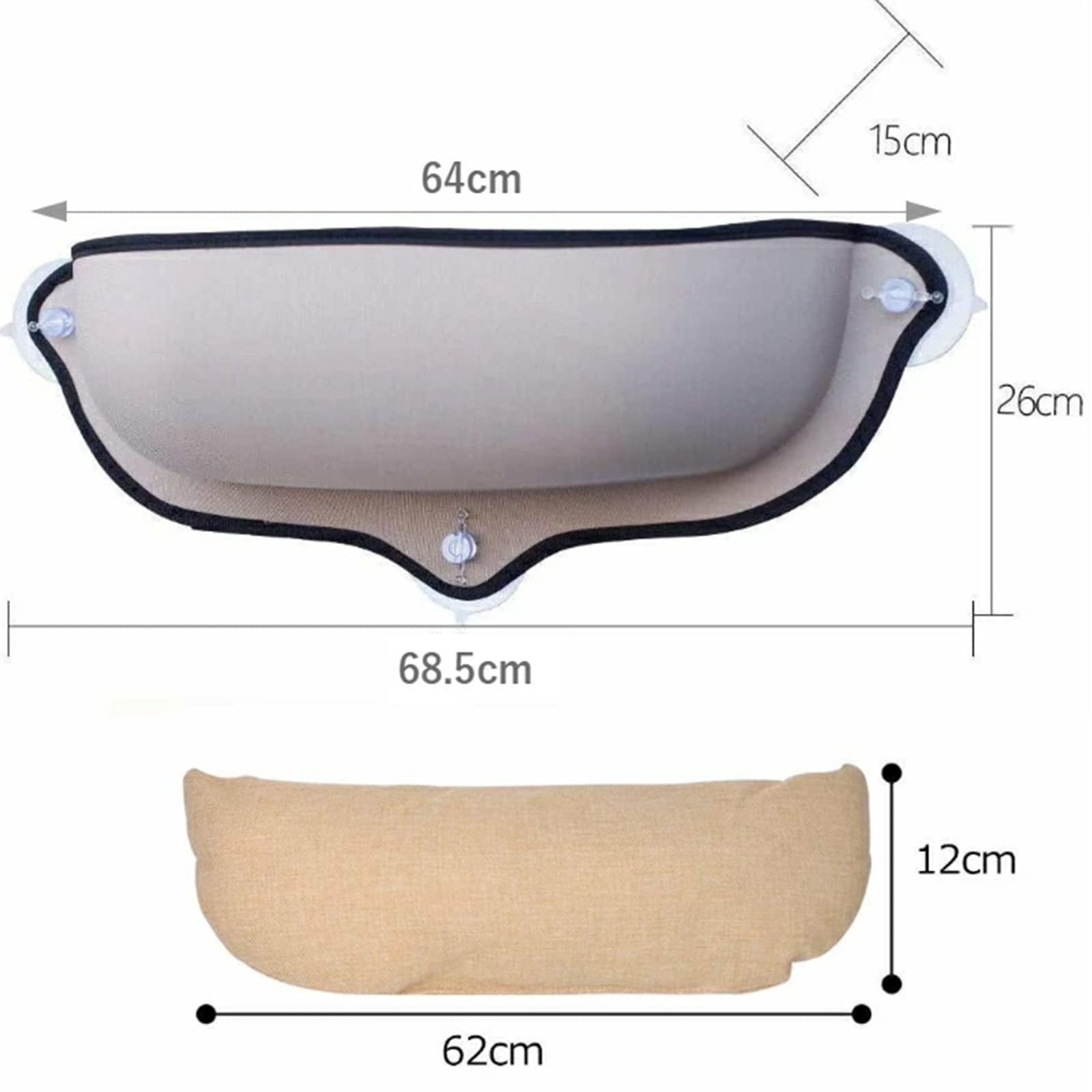 DEWEL ハンモック 猫 窓 吸盤 猫窓枠座り台 ウィンドウベッド 耐荷重13kg マット付き 日向ぼっこ ペットベッド 取り付け簡単