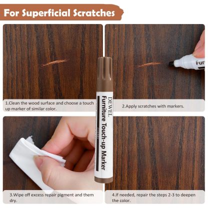 DEWEL フローリング 補修 家具 補修ペン フローリング 穴埋めパテ 木製品キズ補修セット 木工用パテ フローリング ドア 剥がれ 補修 家具補修 家具 傷隠し ペン ネジ穴、ひび割れ、釘目、傷、焼灼、変色など補修