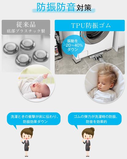 DEWEL 洗濯機かさ上げ台 防振ゴム 8個セット 防滑パッド 重ねて高さ調節 洗濯機 台 冷蔵庫 家電 家具 ソファー こたつ 底上げ 増高脚 耐加重300KG