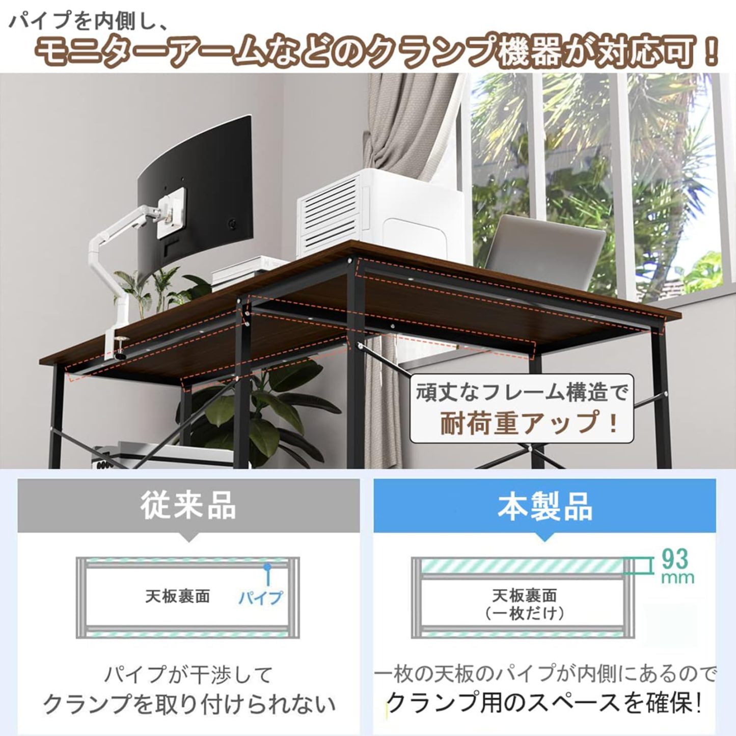 DEWEL L字デスク パソコンデスク 幅160cm+100cm 奥行60cm ワークデスク ゲーミング オフィスデスク モニターアーム取付対応 左右入替可能 L字型デスク コーナーデスク 足元フリー設計 横揺れ防止 シンプル 作業机 高強度のメラミン加工 テレワーク 在宅勤務用