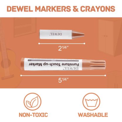 DEWEL 木製品補修セット 12色の補修ペンと補修棒 ウッドフィラー 木製品キズ補修 家具補修マーカー ウッドマーカー 家具磨き 傷修復＆修理タッチアップキット あらゆる木材に使用 木の表面でも簡単に復元 傷消し 補修材 ウッドステインペン