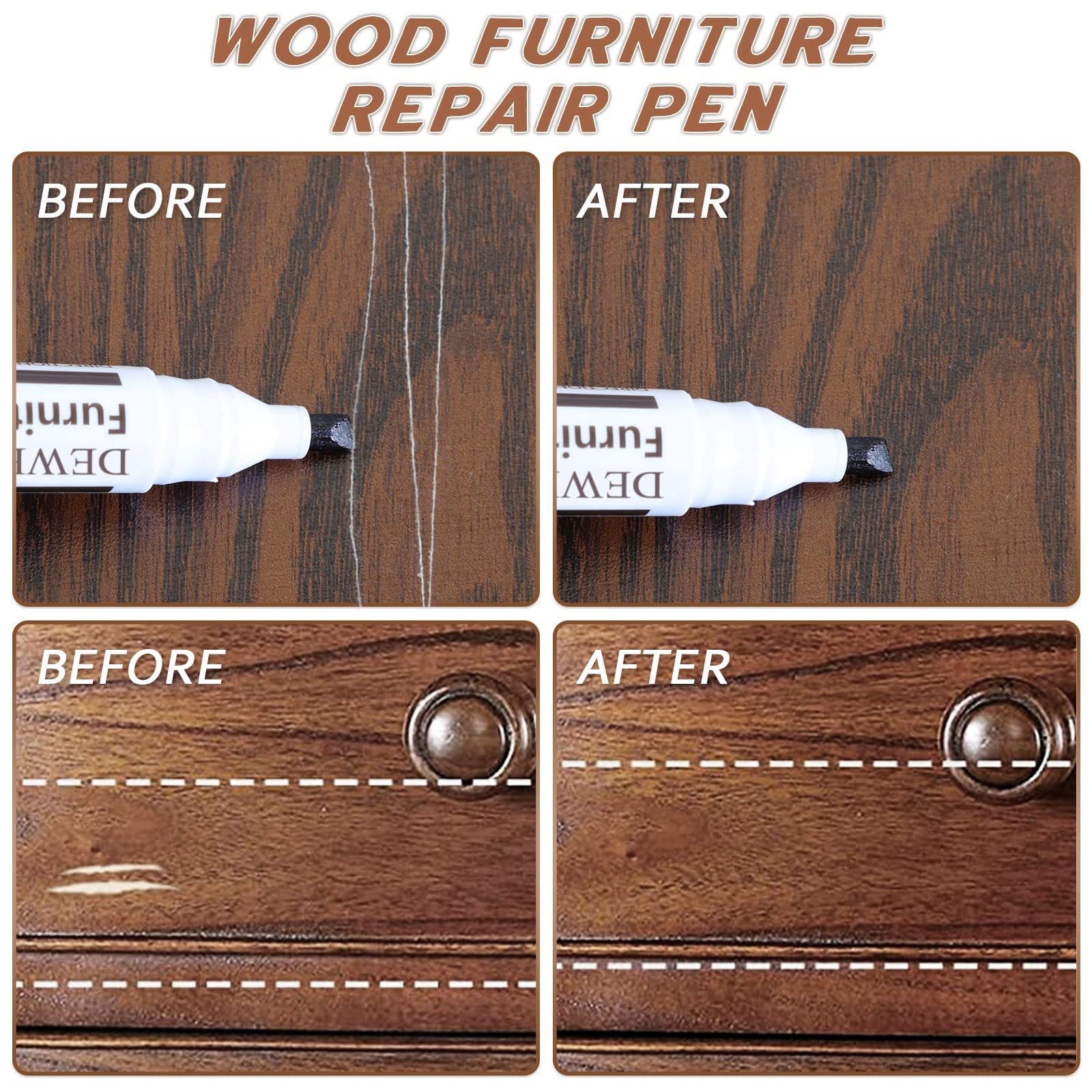 DEWEL 木製品キズ補修セット フローリング補修 家具補修 12色補修ペン フローリング 床 ドア キズ隠し ネジ穴、ひび割れ、釘目、傷、焼灼、変色など補修 木製家具補修