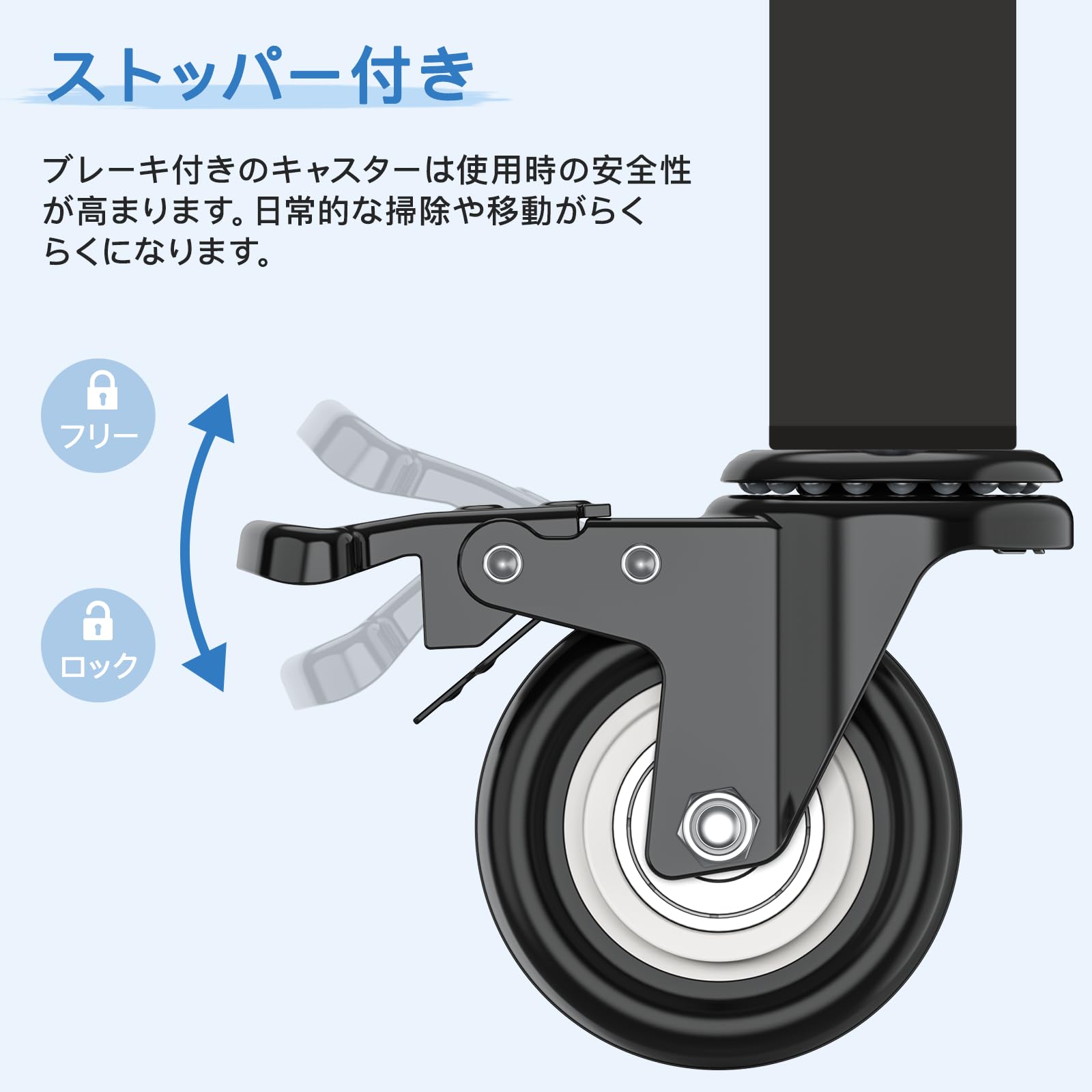 DEWEL キャスター Ｍ8 車輪 2インチ ネジ式キャスター 自在式キャスター ブレーキ付き 360°回転 静音 50mm 耐荷重240KG 交換用 ゴムキャスター 取替えキャスター ネジ込み式 4個セット DIY 家具交換キット