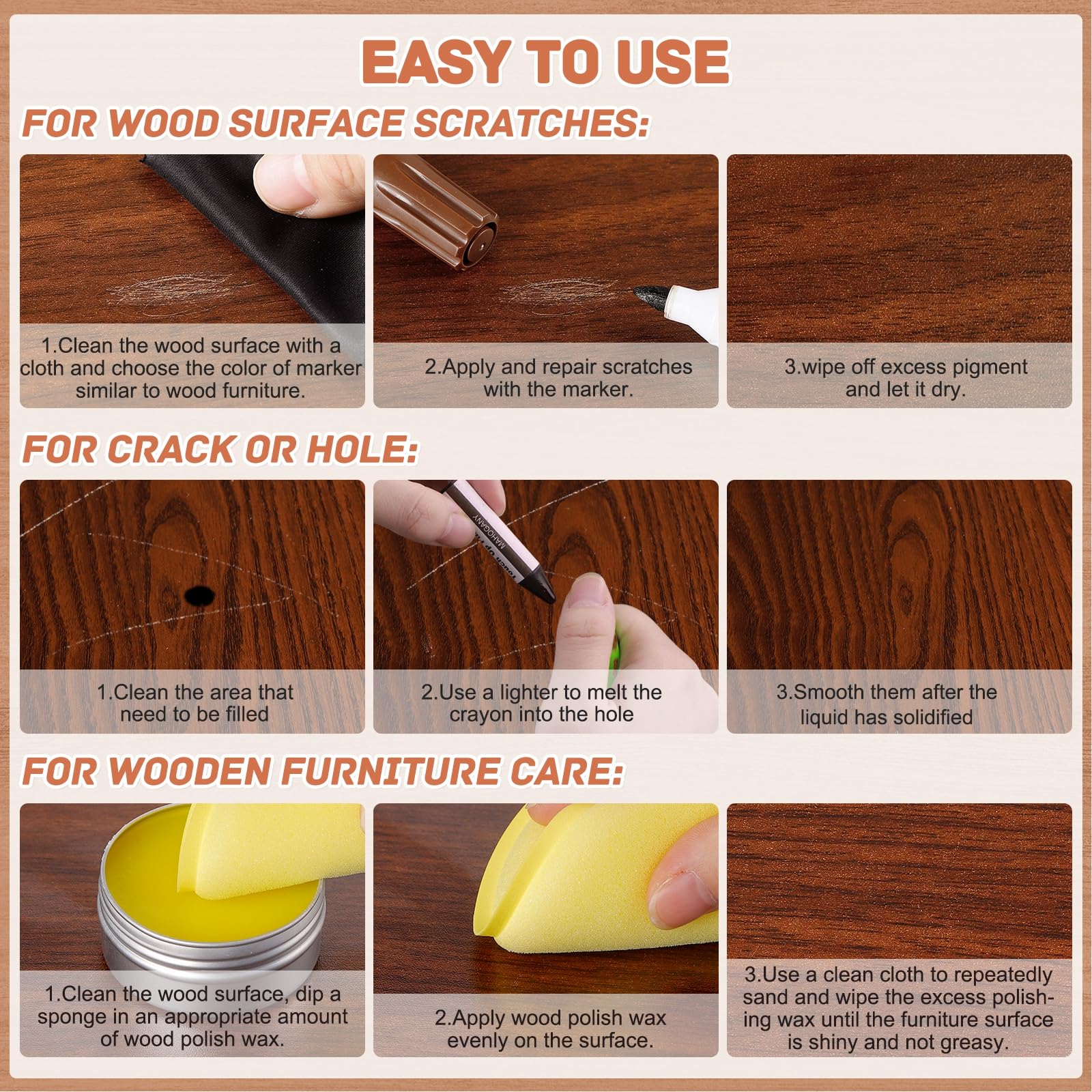 DEWEL 木製品キズ補修セット 家具 補修ペン 家具補修マーカー フローリング補修 10色補修ペン 10色補修棒 床 ドア剥がれ 棚 家具補修 キズ隠し ひび割れ、傷、焼灼、変色など補修 芯削り器付き 20本セット 家具の傷、汚れ用