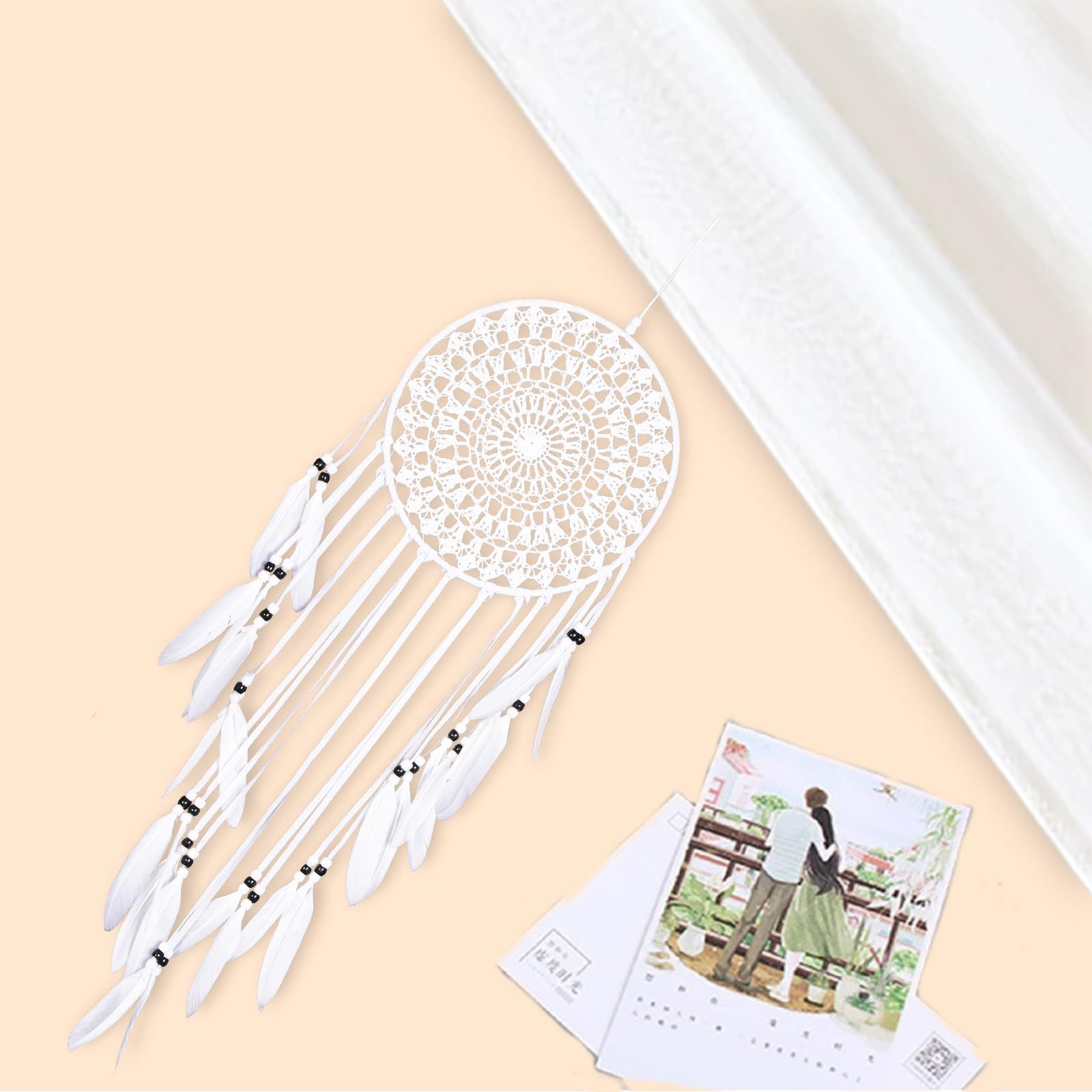 DEWEL ドリームキャッチャー 怖い夢のキャッチャー 捕夢網 幸せ守る 手作り編み 装飾品 誕生日 夢のキャッチャー 風鈴 壁掛け 車飾り 羽飾り 羽根 プレゼント 1個入り 工芸品ぶら下げ飾り インテリア 贈り物 ペンダント 新築祝い 部屋飾り 窓飾り ドリーム 吊り下げ