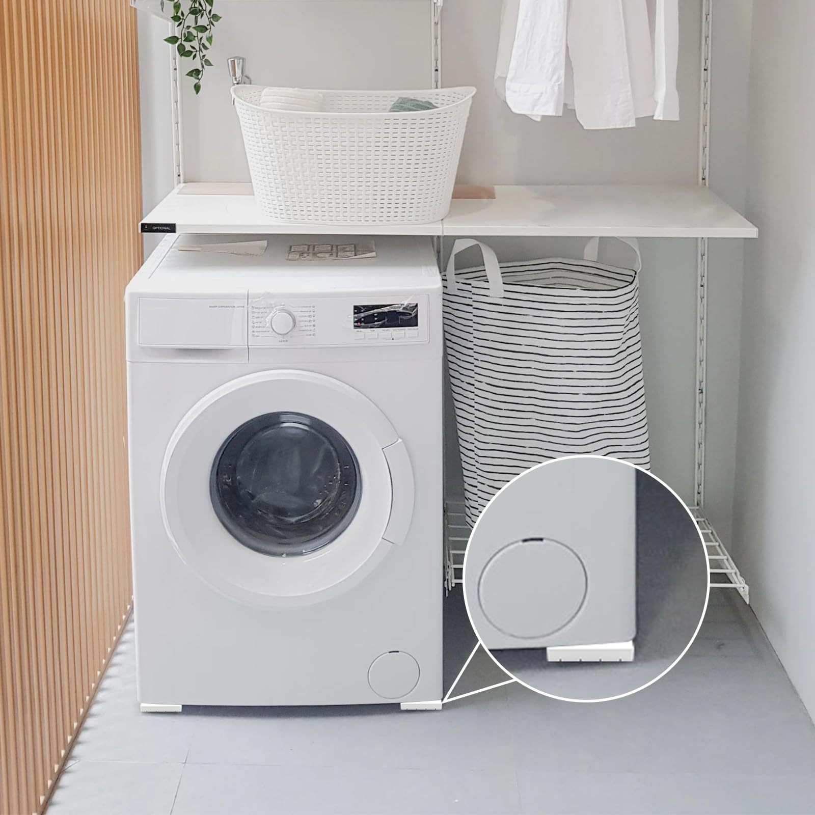 DEWEL 洗濯機 防振ゴム 振動吸収 揺れ防止 ホワイト 4枚入り 防振防音 防振マット 滑り止め 振動軽減 天然ゴム