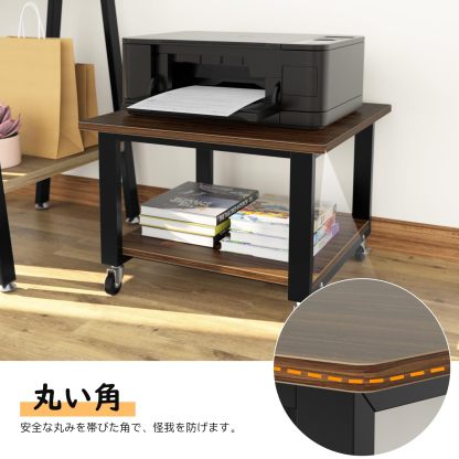 DEWEL プリンター台 洗濯機 台 冷蔵庫用置き台 レンジ台 2段 奥行50cm 幅50cm 高35cm キャスター付き 移動便利 プリンターラック 収納 木製 プリンターワゴン 机上ラック プリンターカート 机上台/机下台 オフィス/ホーム収納用 デスクワゴン