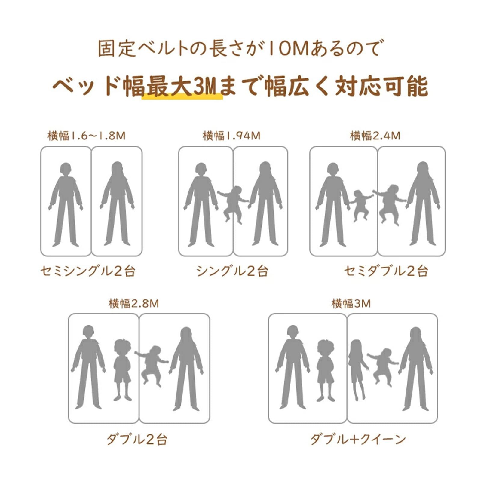 DEWEL すきまパッド マットレスバンド ベッド 固定ベルト 連結ベルト10m パッド幅30cm 隙間埋め マットレス用 すきまスペーサー すきま防止 ズレ防止 連結 隙間 バンド マットレス用隙間パッド ズレ防止 197*30*7cm ホワイト 日本語取付説明書付き