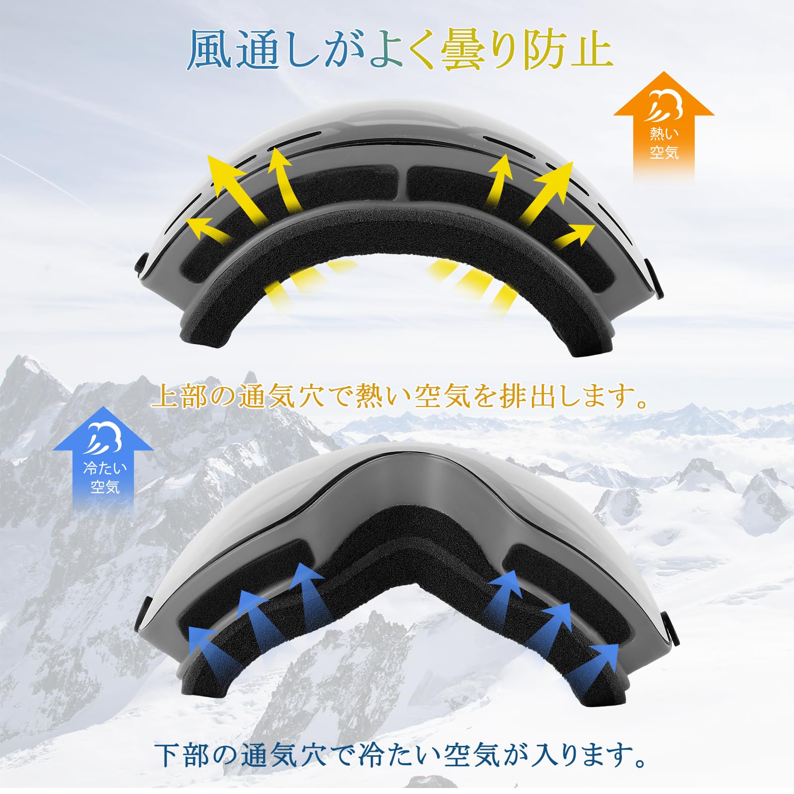 DEWEL スキーゴーグル スノーゴーグル 180°広視野 紫外線カット 通気/防風/防雪/防塵 耐衝撃 両層レンズ メガネ対応 ヘルメット対応 スノーボードゴーグル 球面ゴーグル 収納袋&収納ケース付き 男女兼用 山登り/スキー/アウトドアスポーツなどに適用