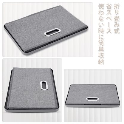 DEWEL 収納ボックス 折りたたみ式 3枚組 収納ケース 不織布 防塵 大容量 多機能 おもちゃ収納 小物入れ 上に蓋付き グレー