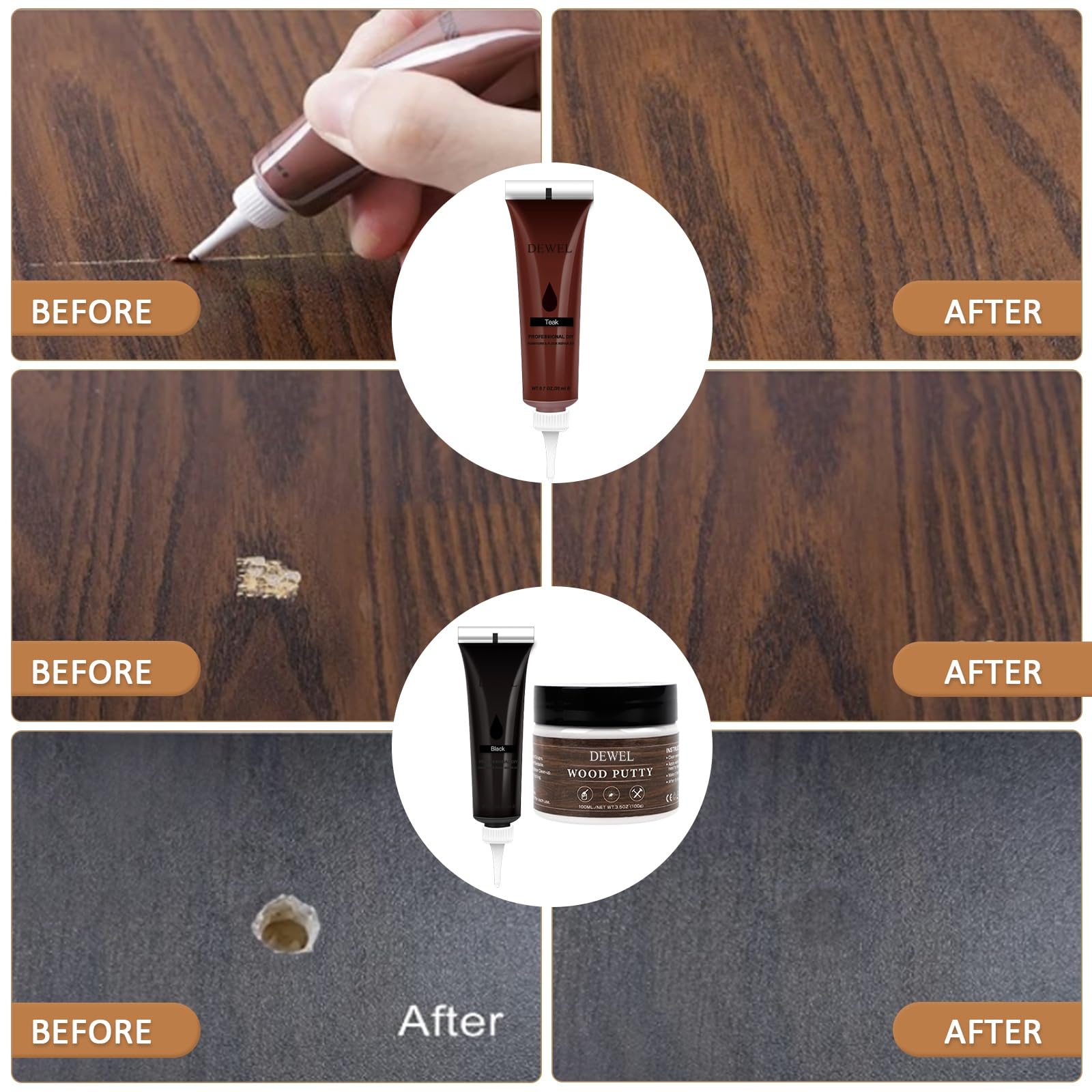 DEWEL 木製品キズ補修セット フローリング補修 家具補修 8色補修棒 12色補修クリーム ウッドパテ フローリング 床 ドア補修 キズ隠し ネジ穴、ひび割れ、釘目、傷、焼灼、変色など補修 サンドペーパー/スクレーパー/ブラシ/芯削り器付き