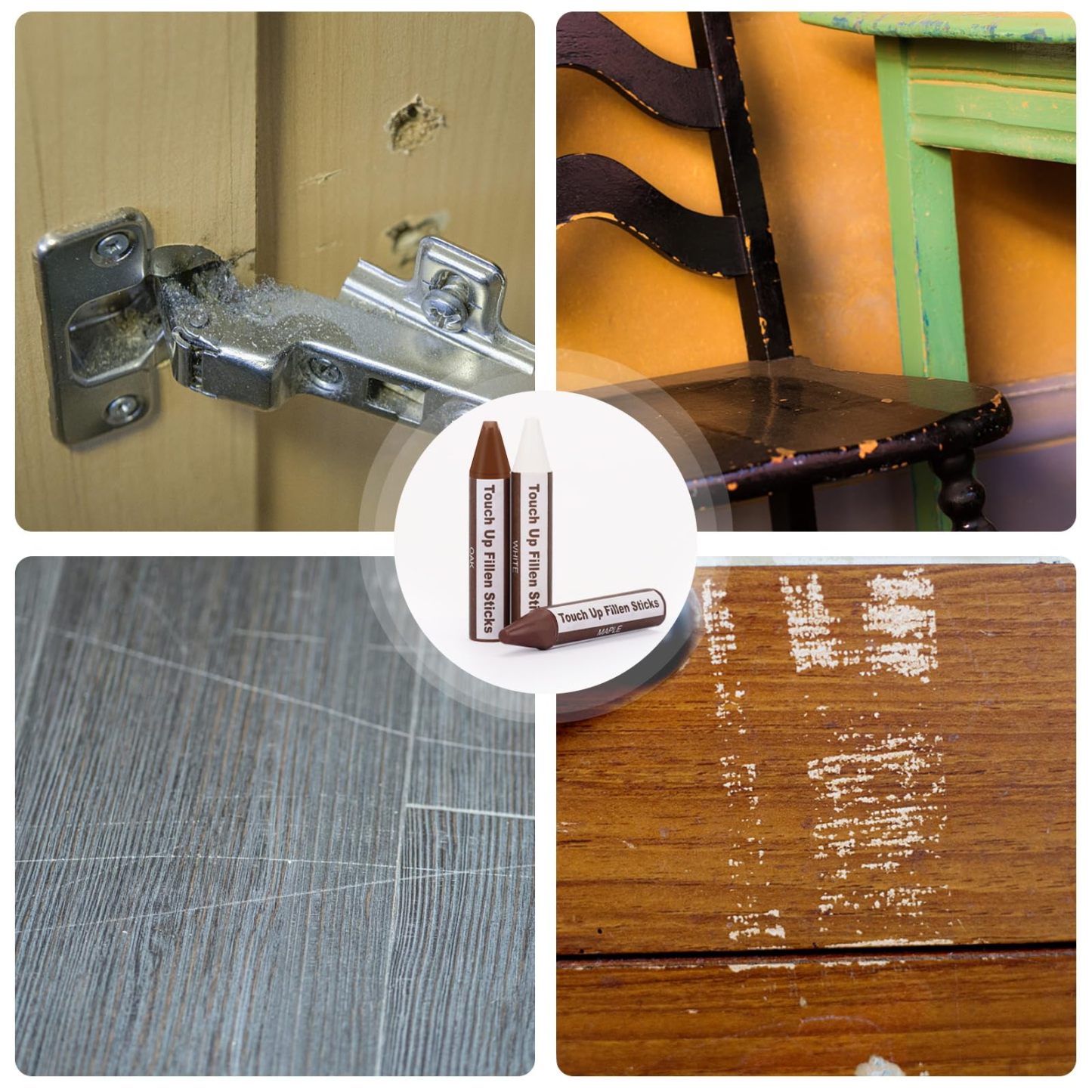 DEWEL 補修棒 家具補修クレヨン フローリング 補修 クレヨン 傷補修 ネジ穴補修 かくれん棒 キズ消し キズ補修棒 傷消し 傷隠し 家具 床/机補修 剥がれ補修 木製品キズ補修セット 木製家具補修 8色入り