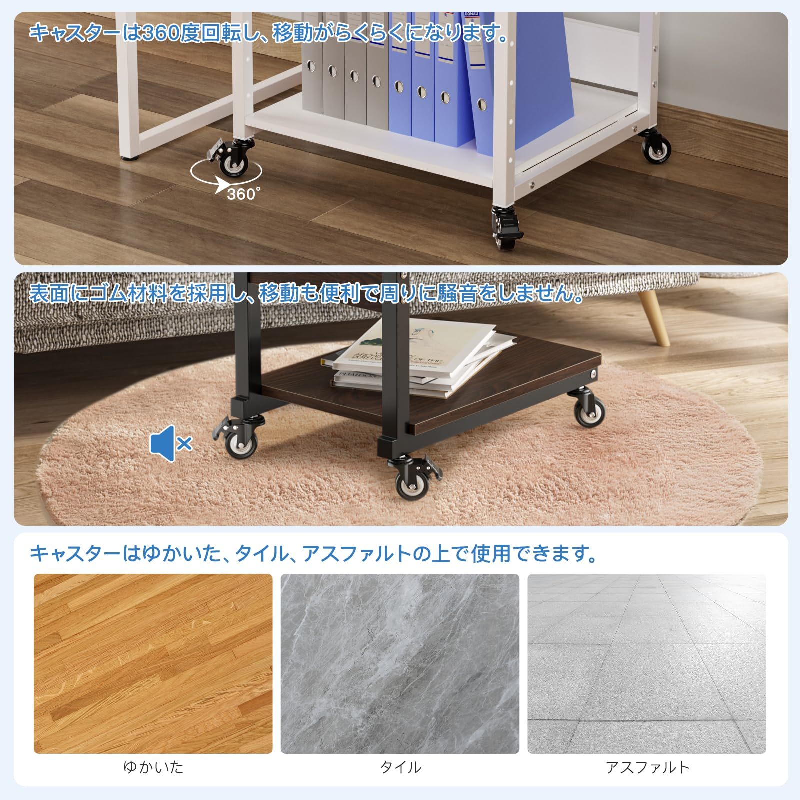 DEWEL キャスター Ｍ8 車輪 2インチ ネジ式キャスター 自在式キャスター ブレーキ付き 360°回転 静音 50mm 耐荷重240KG 交換用 ゴムキャスター 取替えキャスター ネジ込み式 4個セット DIY 家具交換キット