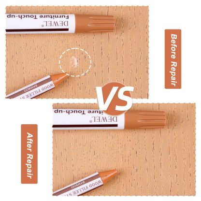 DEWEL 木製品キズ補修セット 家具 補修ペン 家具補修マーカー フローリング補修 10色補修ペン 10色補修棒 床 ドア剥がれ 棚 家具補修 キズ隠し ひび割れ、傷、焼灼、変色など補修 芯削り器付き 20本セット 家具の傷、汚れ用