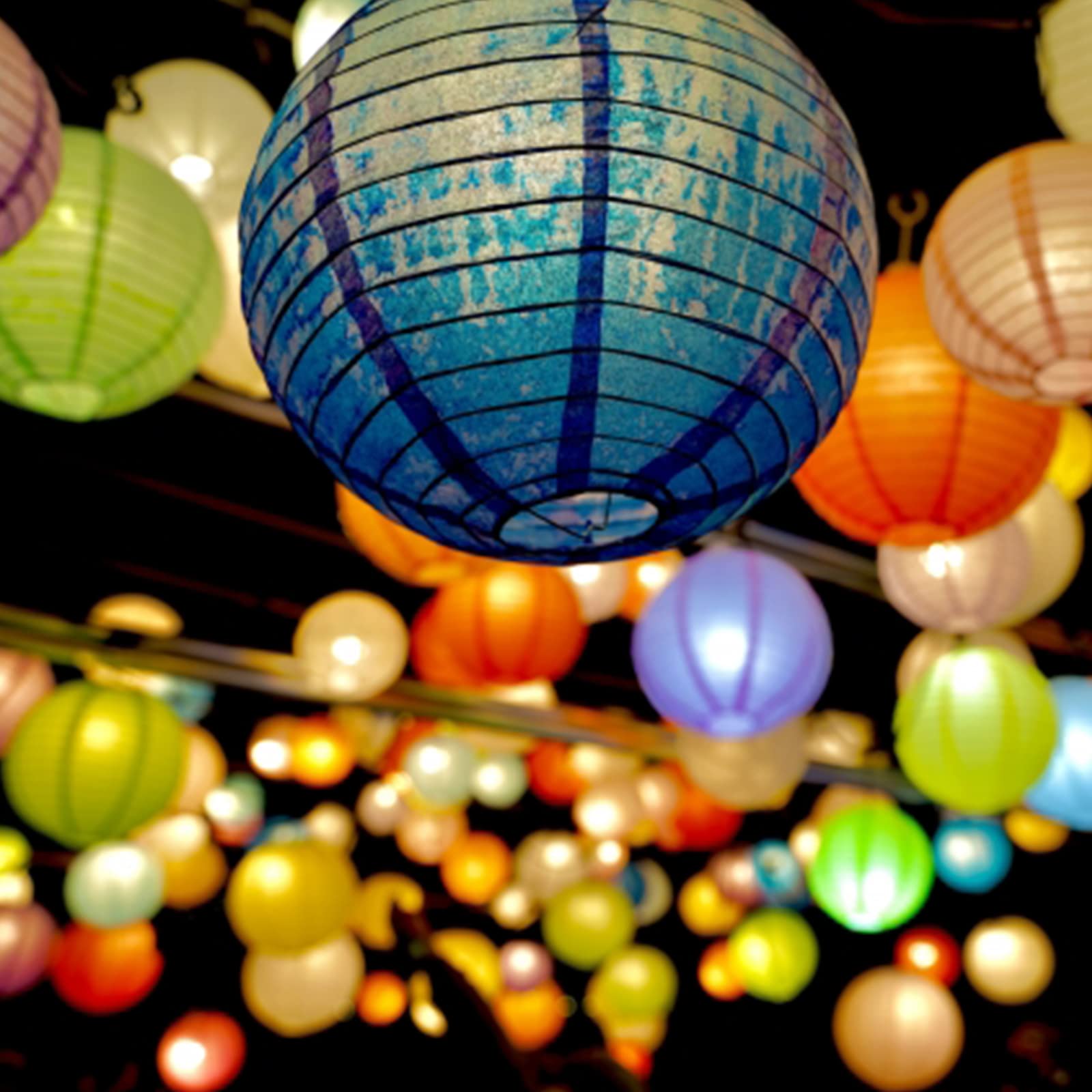 DEWEL 提灯 紙ちょうちん 装飾用ランタン カラフル 16個セット 直径25cm4個 直径20cm8個 直径15cm4個 紙提灯 ランタン パーティー イベント 祭り お盆飾り