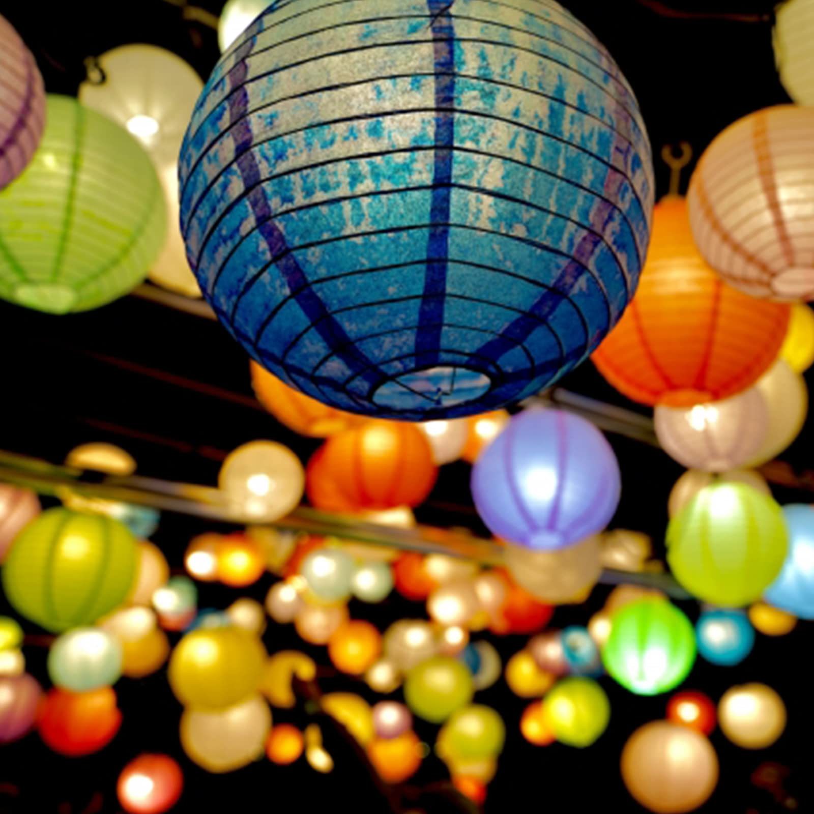 DEWEL 提灯 紙ちょうちん 装飾用ランタン カラフル 16個セット 直径25cm4個 直径20cm8個 直径15cm4個 紙提灯 ランタン パーティー イベント 祭り お盆飾り