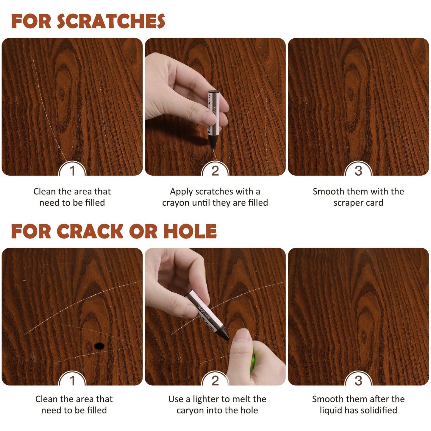 DEWEL 木製家具修理キット、アップグレード木材フィラー、ワックススティック付き家具タッチアップマーカー、傷、ひび割れ、穴、ラミネート、テーブル、ベッドポスト用の床タッチアップキット42個