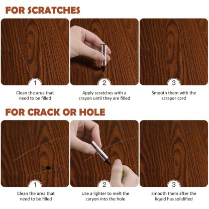 DEWEL 木製家具修理キット、アップグレード木材フィラー、ワックススティック付き家具タッチアップマーカー、傷、ひび割れ、穴、ラミネート、テーブル、ベッドポスト用の床タッチアップキット42個