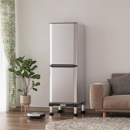 かさ上げ台 洗濯機台 冷蔵庫 置き台 幅/奥行44.5～70cm 昇降可能 18~21cm高度調節 防振パッド付き ステインレス製ジャッキ付き 目盛り 組み立て簡単 ブラック