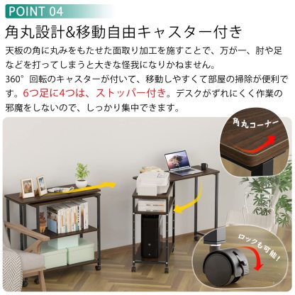 サイドテーブル 回転式 3way ゲーミングデスク パソコンデスク l字デスク キャスター付き 調節可収納ラック付き 省スペース 回転 テレワークシーンに合わせてカタチ コーナー L字デスク サイドワゴン ナイトテーブル 収納棚 幅75cm 幅65cm 幅110cm