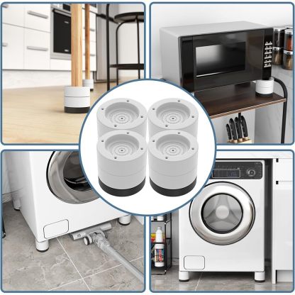 DEWEL 洗濯機用防振ゴム足 8個セット 洗濯機防振パッド 防振パッド 8個入り 家電家具用増高足 高さ調節 ノイズ低減 騒音防止 重ねて使用可能 騒音防止 