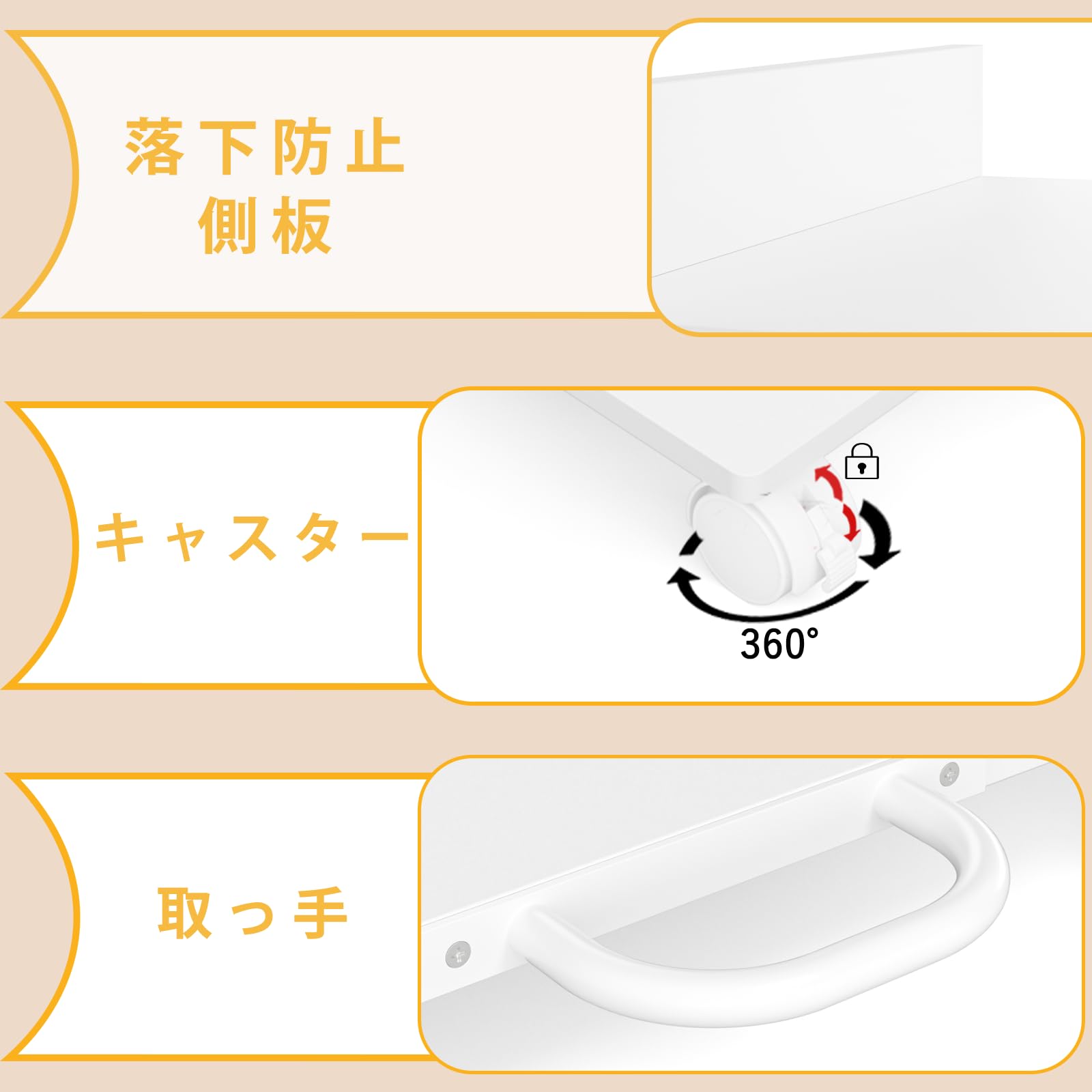 DEWEL プリンター台 CPUスタンド 移動可能 幅42×奥行46cm 耐荷重30kg 足元収納 PCスタンド キャスター付き台車 PCワゴン PC収納ボックス 収納カート PCカート プリンターカート PC デスクトップ スライド式 デスク下 取っ手付き