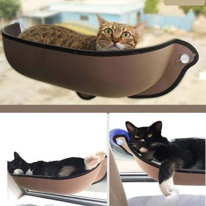 DEWEL ハンモック 猫 窓 吸盤 猫窓枠座り台 ウィンドウベッド 耐荷重13kg マット付き 日向ぼっこ ペットベッド 取り付け簡単