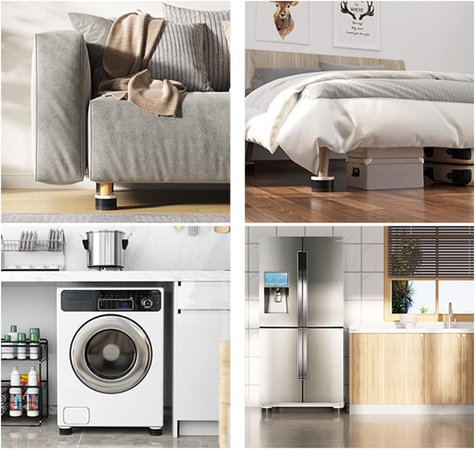 DEWEL 洗濯機かさ上げ台 高さ調節 継ぎ足 二層4個入り 防振ゴム 大型家電家具対応 振動騒音軽減 滑り止め 床に傷防止 かさあげ こたつ テーブル