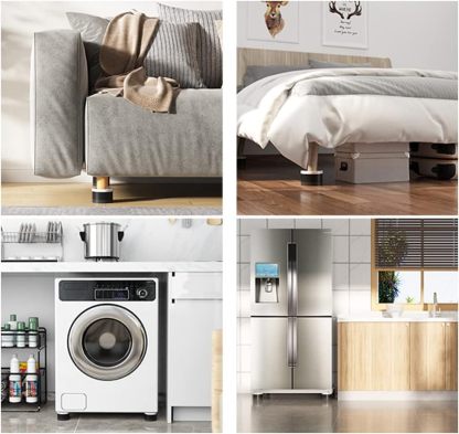 DEWEL 洗濯機かさ上げ台 高さ調節 継ぎ足 二層4個入り 防振ゴム 大型家電家具対応 振動騒音軽減 滑り止め 床に傷防止 かさあげ こたつ テーブル