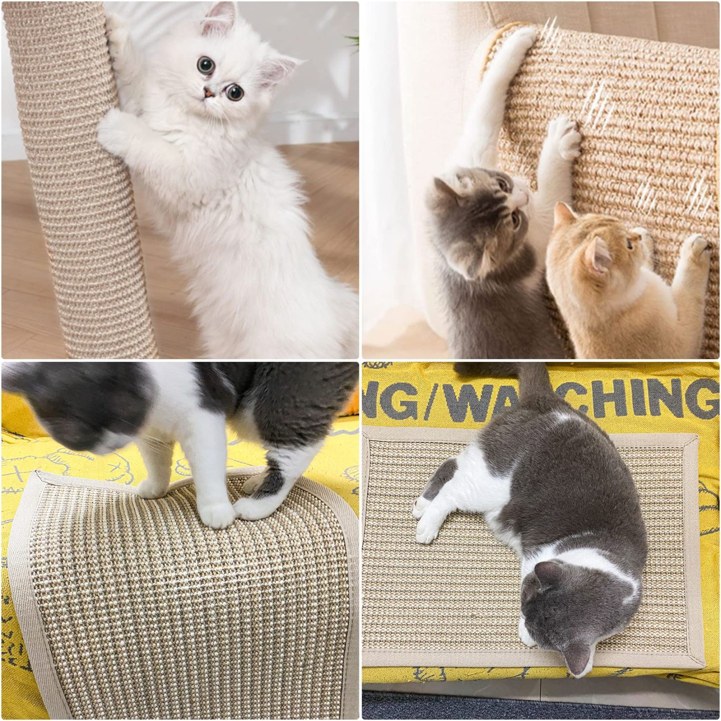 DEWEL 猫用爪とぎマット 40×60cm 猫用スクラッチャーマット 猫用 爪とぎ マット 高密度 天然サイザル麻製 夏 猫 爪研ぎ 猫用おもちゃ 猫用品 ソファー 家具保護 ストレス解消