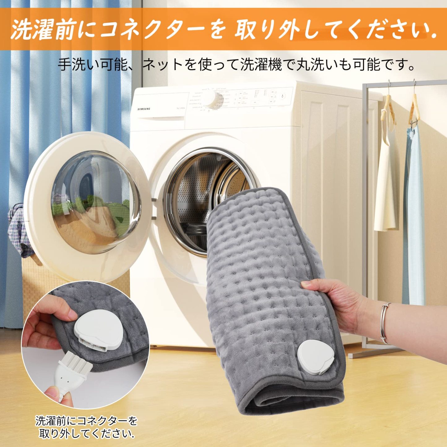 DEWEL ホットマット 電気カーペット 10段階温度調節 30*60cm タイマー機能付き ホットカーペットミニ 速暖 丸洗い可能 過熱保護 腹/首/背中/肩掛け/生理 暖房器具 省エネ 防寒対策 軽量便利 在宅勤務 オフィス 日本語説明書付き PSE認証済 グレー