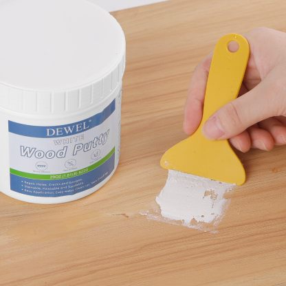 DEWEL 木工パテ 木材 パテ 穴埋めパテ パテ 800g ウッドパテ 木材補修用パテ 補修パテ ウッドフィラーパテ 木製テーブル、戸棚、床、ドアの亀裂など補修 フローリング 補修 スクレーパー付き サンドペーパー付き 手袋付き ホワイト