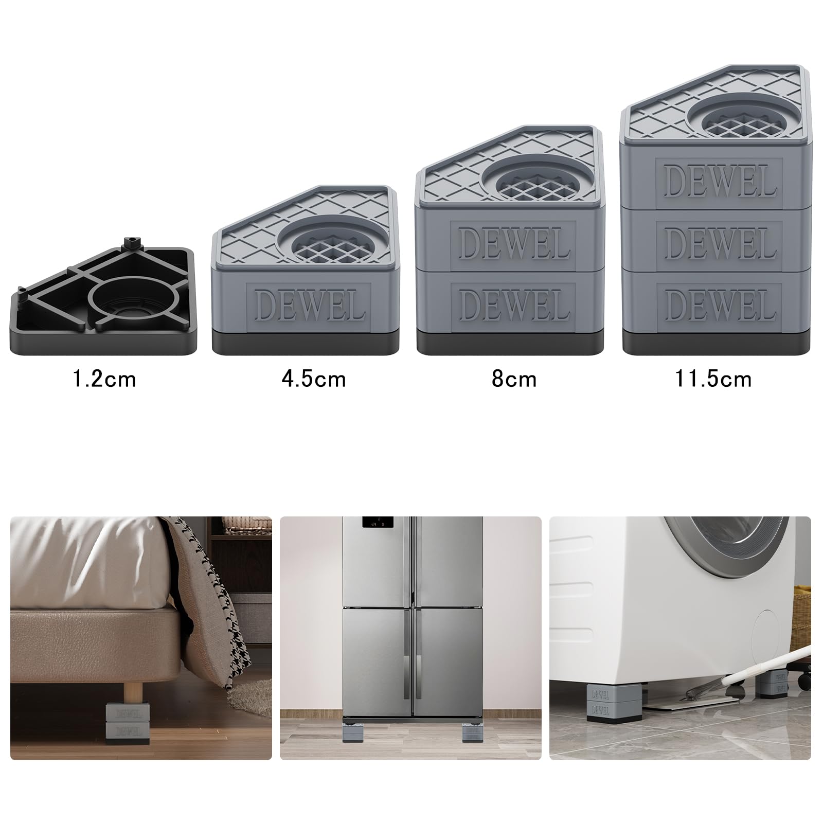 かさ上げ台 防振ゴム 高さ調節 二層4個入り 耐荷重500kg 洗濯機置き台 大型家電対応 振動騒音吸収 滑り止め 水たまり防止 防振タイプ 安定性 耐久性