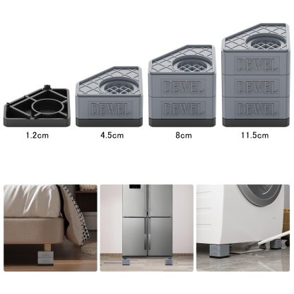 かさ上げ台 防振ゴム 高さ調節 二層4個入り 耐荷重500kg 洗濯機置き台 大型家電対応 振動騒音吸収 滑り止め 水たまり防止 防振タイプ 安定性 耐久性