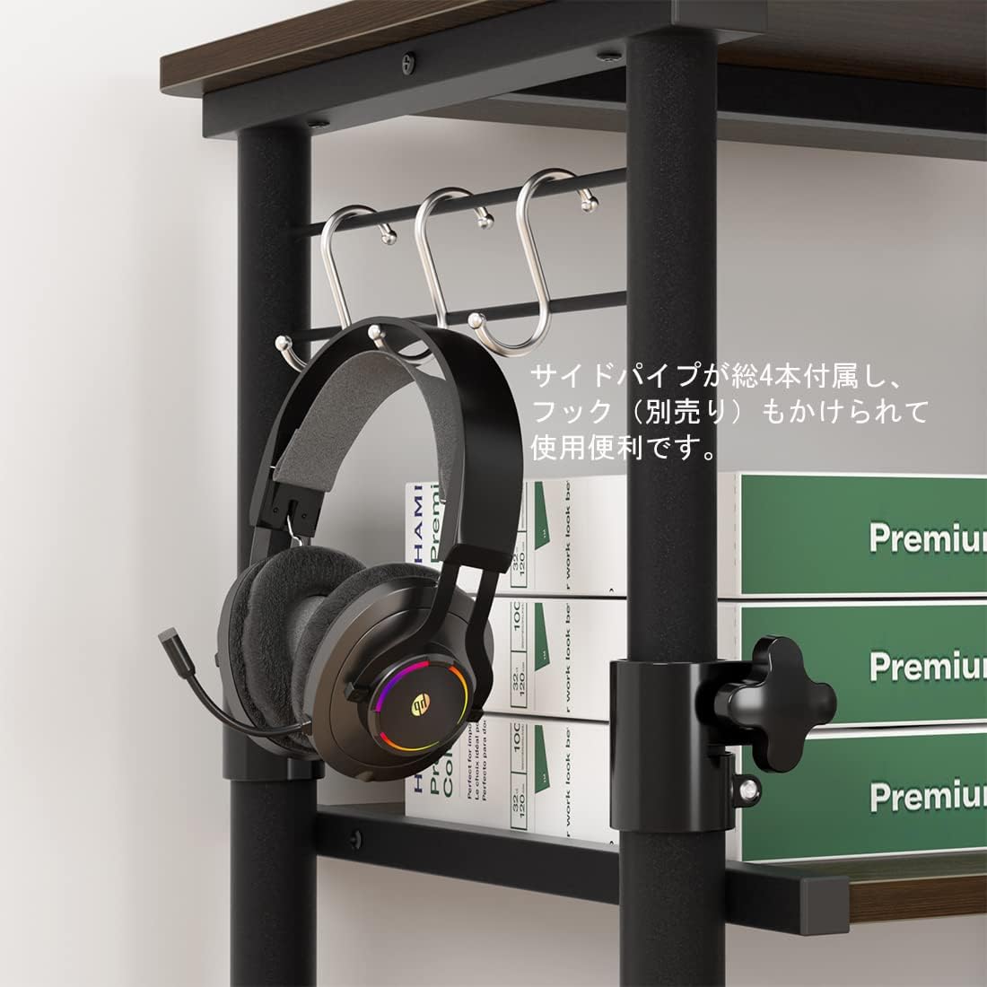 プリンター台 昇降式 DEWEL プリンターラック キャスター付き 3段 プリンターワゴン プリンターカート サイドワゴン 木製 プリンター収納 高強度のメラミン加工 オフィス 家庭用 幅60×奥行40×高さ64-84cm (XYGH5017)