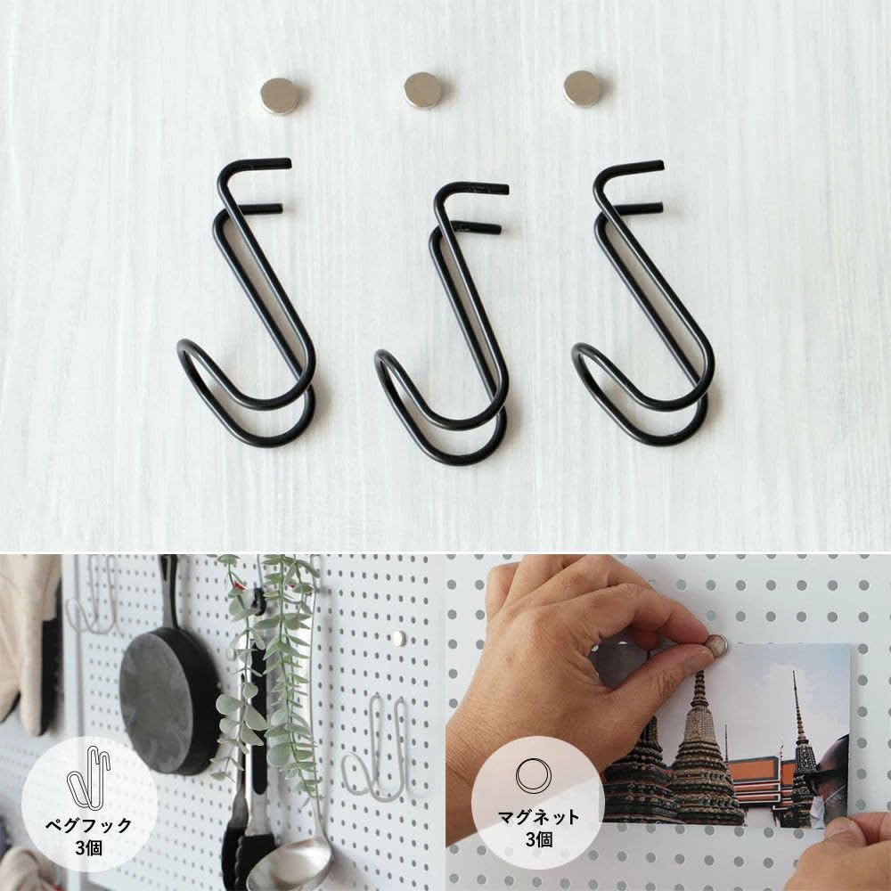 DEWEL 突っ張りラック つっぱり棚 幅90cm ウォールラック 壁面収納 突っ張り棚 高さ194.5-275cm つっぱり棒 棚 省スペース ホワイト×ナチュラル 有孔ボード付き ペグラック付き マグネット付き (ホワイト×ナチュラル, 幅90cm)